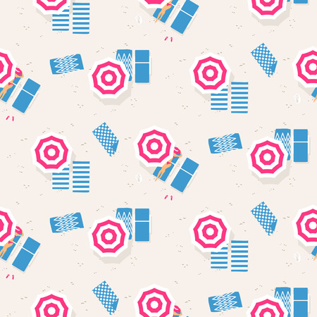 Beach top view seamless vector pattern.のイラスト素材