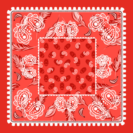 Bandana red paisley vector design.のイラスト素材