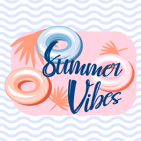 Summer vibes pool banner template design.のイラスト素材