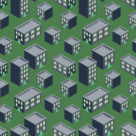 Pink house blocks seaside seamless vector pattern.のイラスト素材