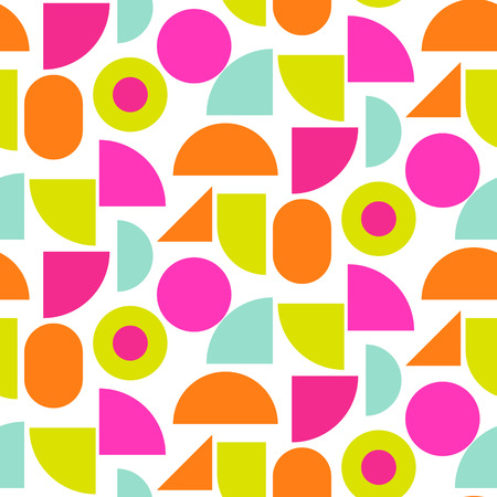 Color block bright shapes seamless vector pattern. Pink and orange abstract geometry colors.のイラスト素材