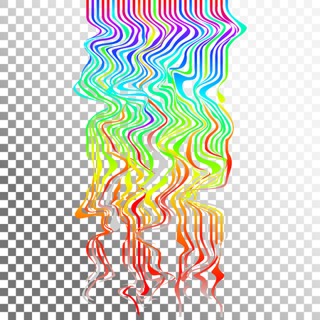 Glitch waves background art. Digital abstract pixel curvy lines noise effect. Flowing rainbow effect.のイラスト素材