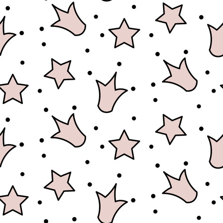 Cute crown pattern for girls prints. Vector seamless baby background.のイラスト素材