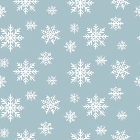 Snowflake seamless vector pattern. Snow flakes on blue winter background. Abstract wallpaper and gift paper wrap design.のイラスト素材