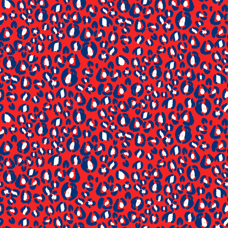 Seamless fashion animal skin abstract vector red and blue seamless pattern.のイラスト素材