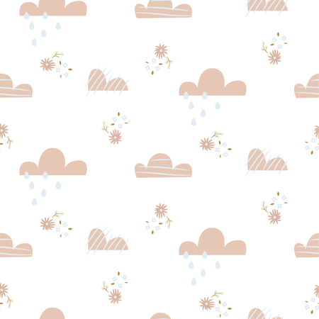 Cloud pattern. Cute sky seamless vector background for kid textile print pastel colors.のイラスト素材