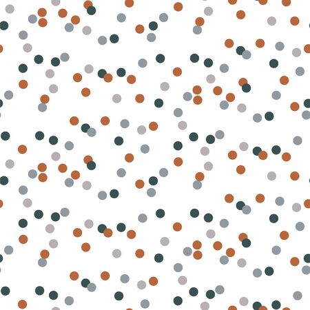 Confetti dots seamless vector pattern. Earthy colors abstract paper design white background.のイラスト素材