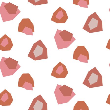 Cut out paper abstract stains modern shapes seamless pattern. Blush pale brown repeat background for wrap, textile and print design. Earthy terra colors texture objects.のイラスト素材