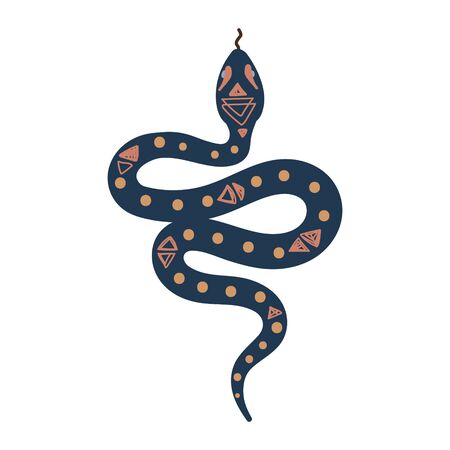 Occult snake symbol vector illustration. Magic alchemy snake design cartoon style.のイラスト素材