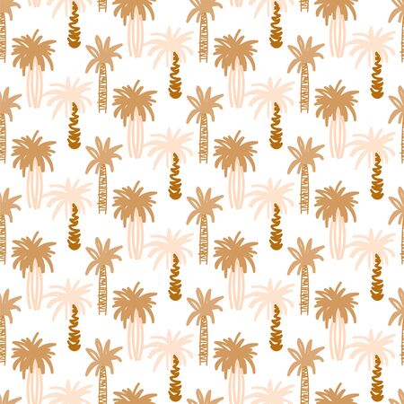Palm trees retro seamless vector pattern. Tropic rose beige background wall art design. Wallpaper print decor.のイラスト素材