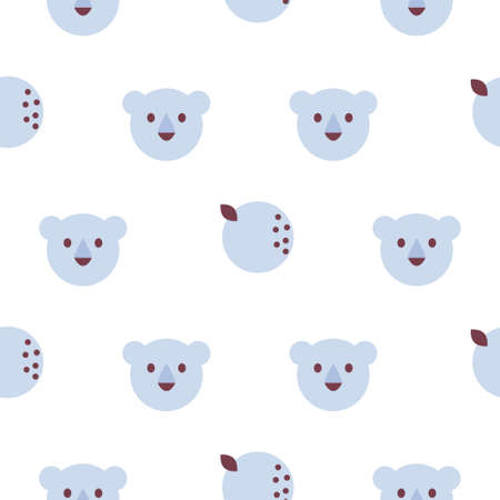 Cute baby lions and fruits seamless stylized pattern texture for fabric print. Cartoon lions portraits. Children theme art style.のイラスト素材