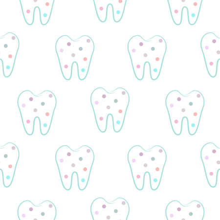 Funny tooth seamless pattern. Dotted teeth background.のイラスト素材