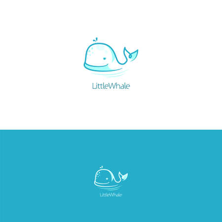 Whale logo cute concept for baby brand. Ocean animal dolphin iconのイラスト素材