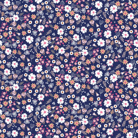 Tiny flowers vintage retro style background seamless pattern texture.のイラスト素材