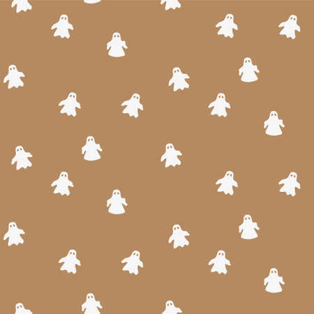 Cute ghost seamless pattern simple background. Funny Halloween paper designのイラスト素材