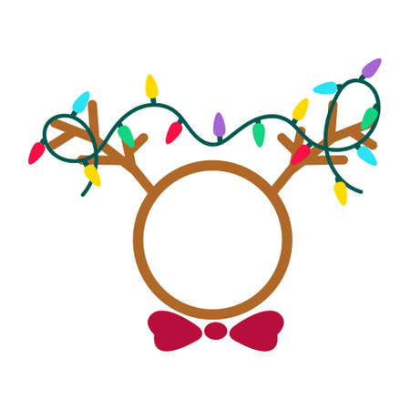 Christmas deer horns decorated with light bulbs. Xmas reindeer cut file designのイラスト素材