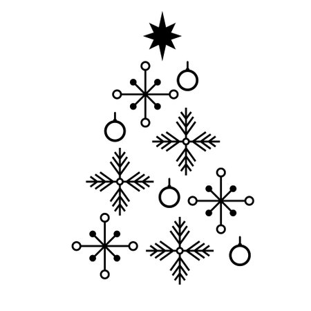 Christmas tree made from snowflakes icon. Simple xmas tree designのイラスト素材