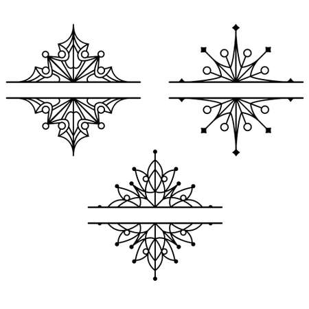 Star shape splited for text mandala snowflakes line icon design vectorのイラスト素材