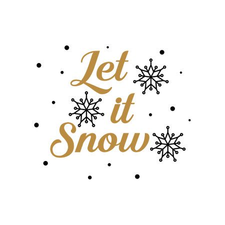 Let it Snow winter holidays greetings lettering illustration with snowflakes.のイラスト素材