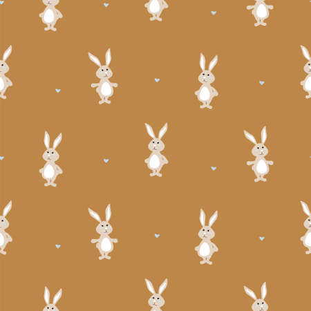 Cute Bunny Pattern, Rabbit background for kids clothes design print textile designのイラスト素材