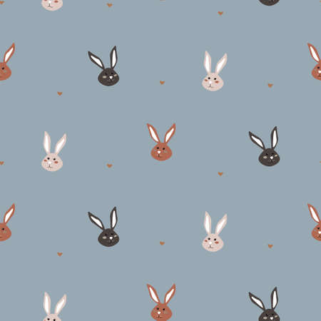 Cute Bunny Pattern, Rabbit background for kids clothes design print textile designのイラスト素材