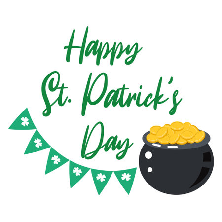 Happy St. Patrick day greeting card template. Feeling lucky Saint Patricks dayのイラスト素材