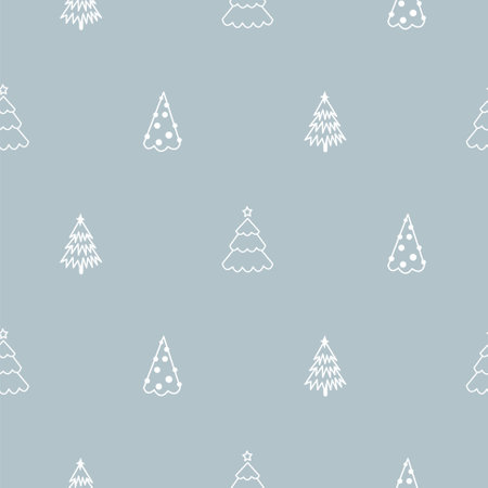 Seamless hand-drawn forest blue pattern in Scandinavian style. Kids vector winter background for design and decoration textile, covers, package, wrapping paper.のイラスト素材