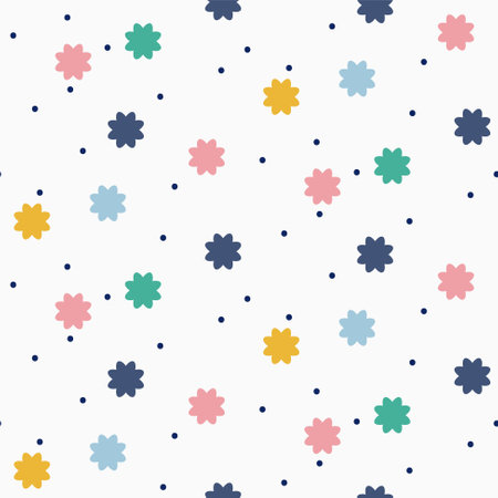 Colorful abstract confetti flowers seamless pattern background.のイラスト素材