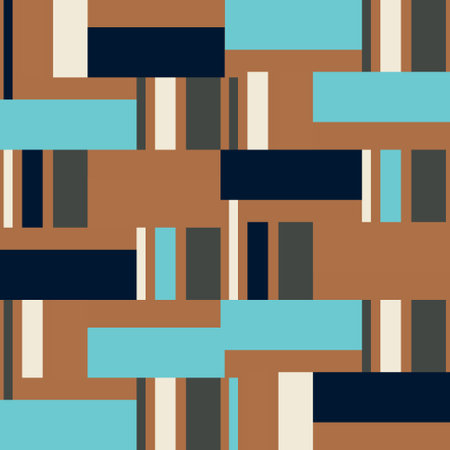 Seamless abstract blocks geometric pattern. Retro style repeat background for fabric, textile print or wallpaper design. Vector Illustration.のイラスト素材