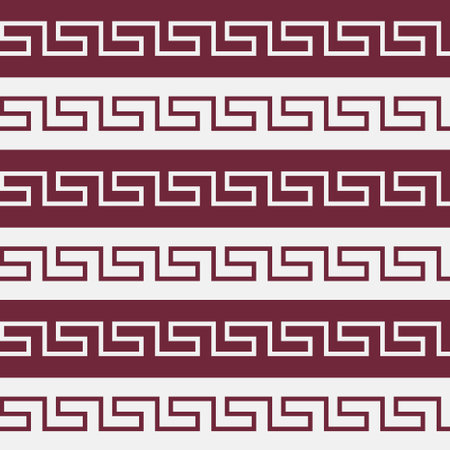 Greek border classic abstract geometric pattern background in red and white rowsのイラスト素材