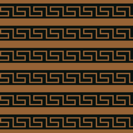 Greek border classic abstract geometric pattern background in gold and blackのイラスト素材