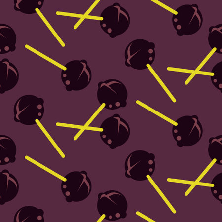 Lollipops candy seamless repeating pattern in purple colors. Sweet sugar candies fabric print backgroundのイラスト素材