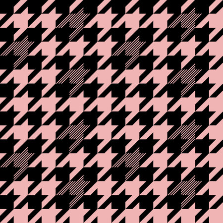 Modern Houndstooth tweed plaid style pattern. Geometric check print in pink and blue color. Classical English background Glen plaid for textile fashion design.のイラスト素材