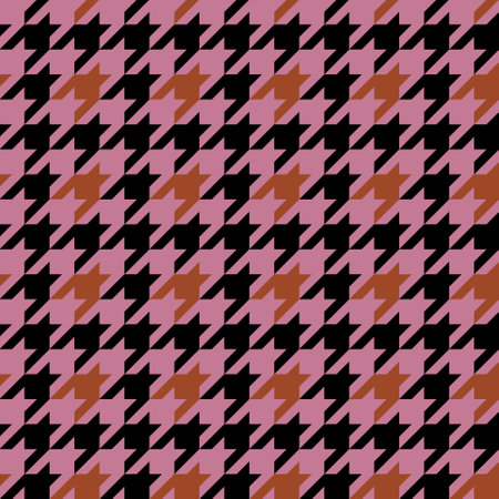 Houndstooth classic pattern for fabric, wallpaper and tablecloths. Retro geometry pink and black background.のイラスト素材