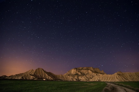 Bardenas desert at night, Navarraの写真素材