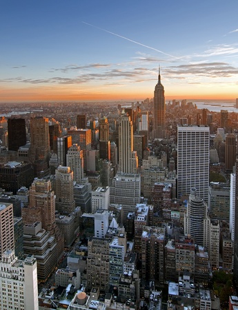 Sunset over Manhattan from Top of the Rockの写真素材