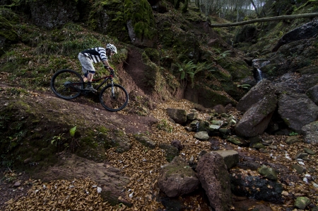 Rider in action at Freestyle Mountain Bike Sessionの写真素材