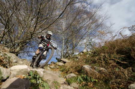 Rider in action at Freestyle Mountain Bike Sessionの写真素材