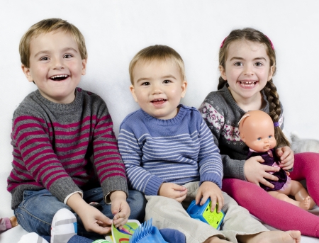 Portrait of the beautiful children  isolated on whiteの写真素材
