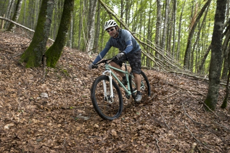 Rider in action at Freestyle Mountain Bike Sessionの写真素材