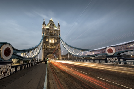 The light trails of a London bus