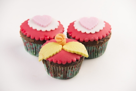 Three red cupcakes の写真素材