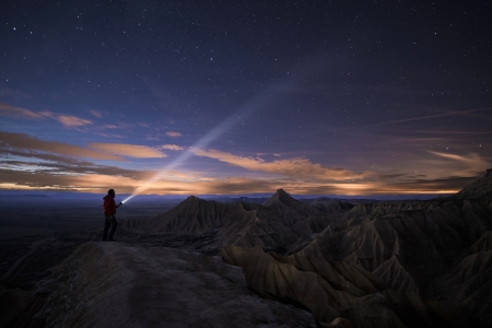 Lighting Up the Night over Bardenas, Spainの写真素材