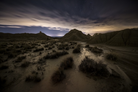 Night over the desert, Bardenas, Spainの写真素材