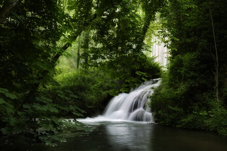Beauty waterfall of Monasterio de Piedra, Aragon, Spainの写真素材