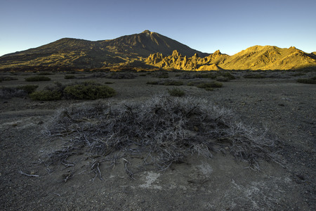Sunset over CaÃ±adas del Teide valley, Canary islands, Spainの写真素材
