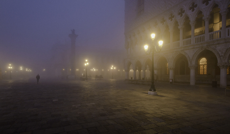 Walking through the mist, Venice, Piazza San Marcoの写真素材