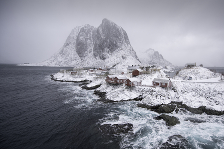 A winter day in Hamnoy, Lofoten Islands, Norwayの写真素材