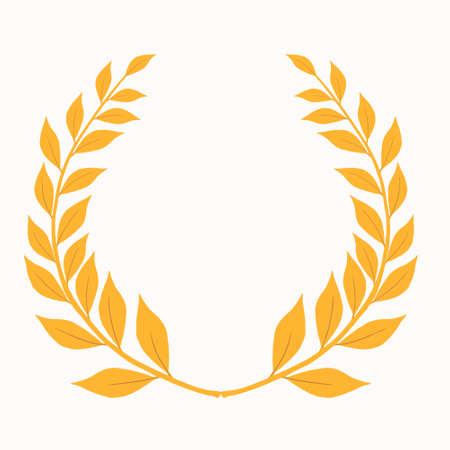 Laurel wreath. Vector isolated image of Laurel wreath in gold color.のイラスト素材