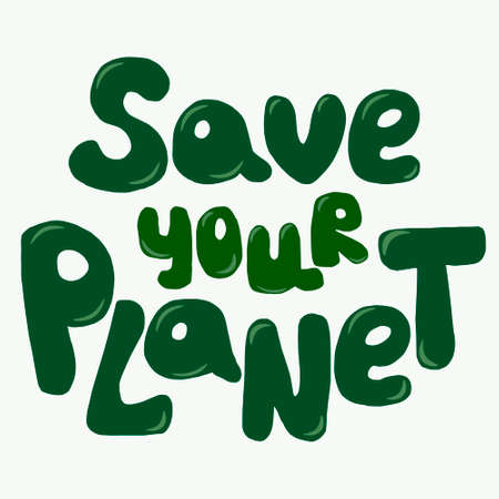 Save our planet vector poster or banner with handwritten modern calligraphy.のイラスト素材